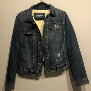 GAP Distressed Fur Lined Jean Jacket
